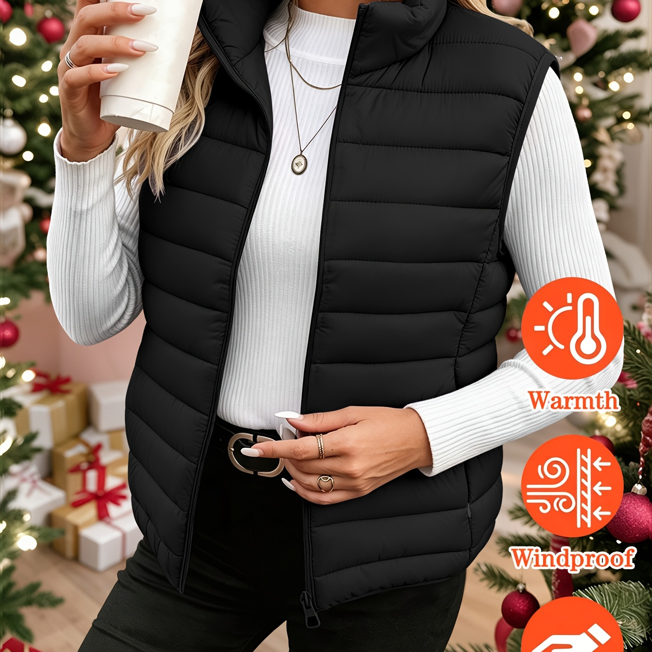 Abbigliamento Caldo Natalizio - Giacca Gilet Corta da Donna…