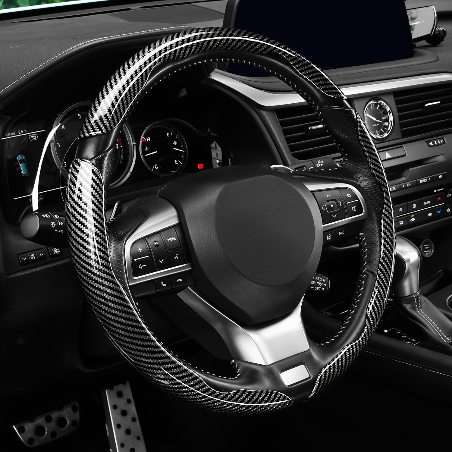 3 pezzi Coprivolante in Fibra di Carbonio - Design Sportivo Nero…