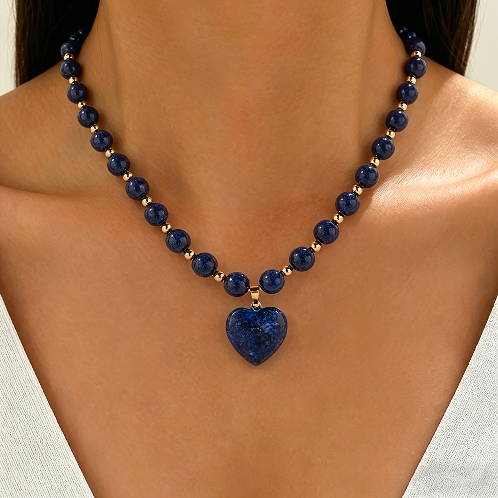 Collana TUURIN da donna con cuore di perline in pietra naturale…