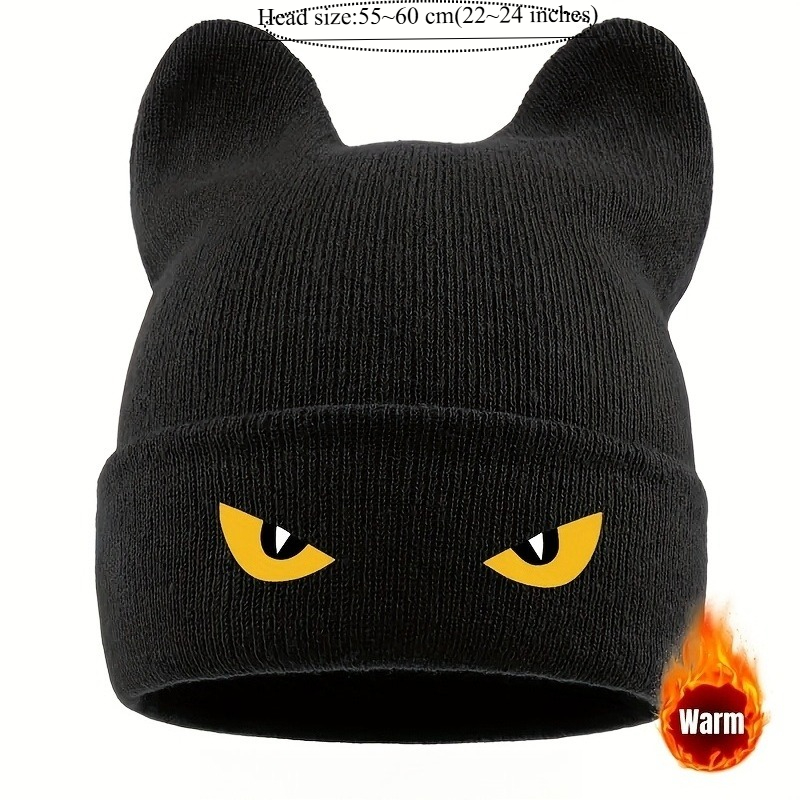 Cappello senza visiera con stampa occhi di gatto, caldo per…