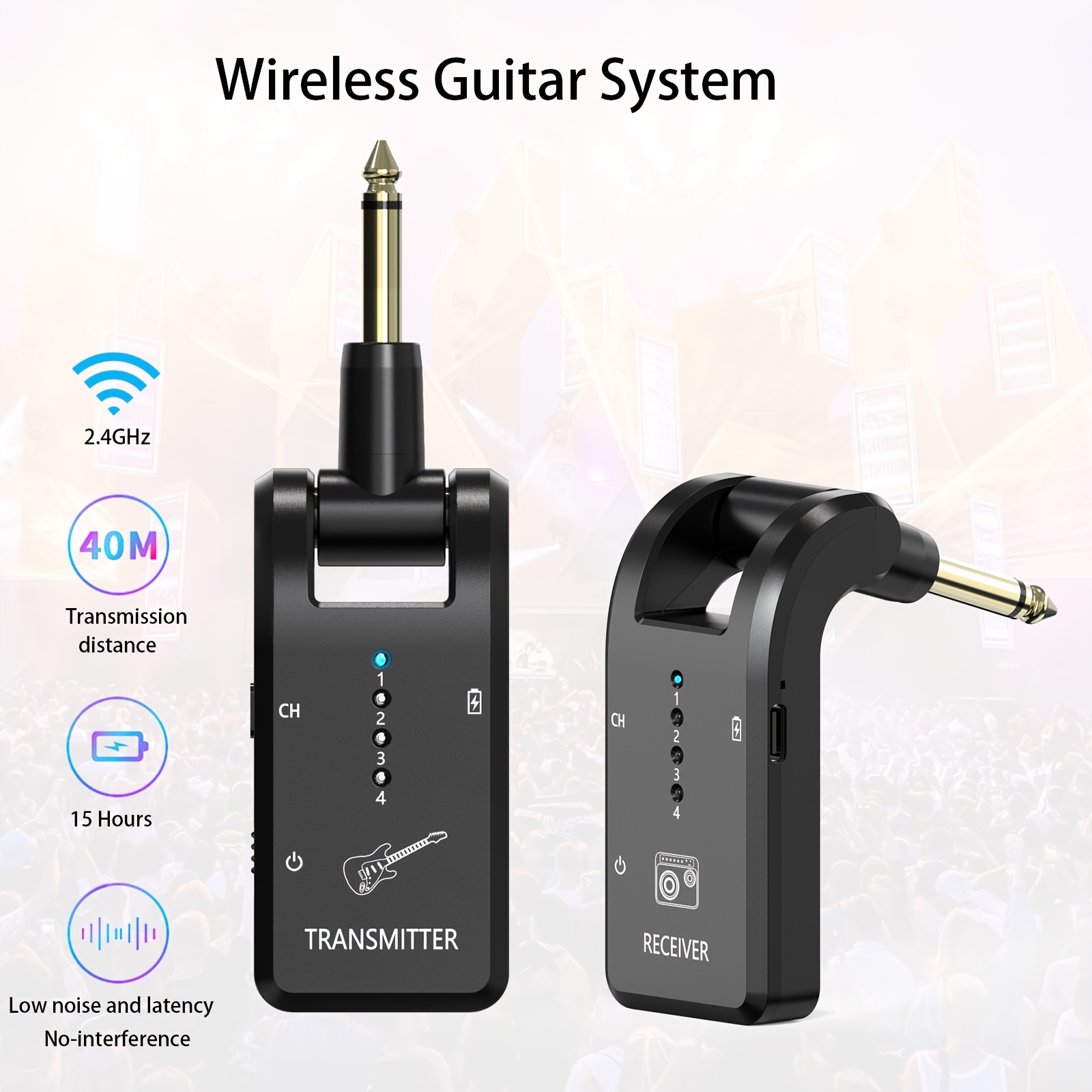 Sistema di pickup wireless per chitarra 1:1/1:2 2.4Ghz, dotato…