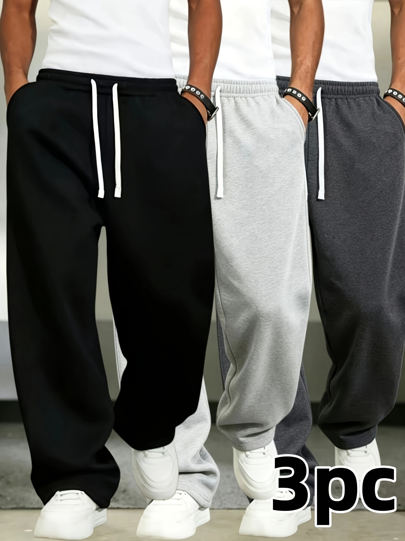 Set di 3 pantaloni sportivi caldi da uomo per autunno/inverno…