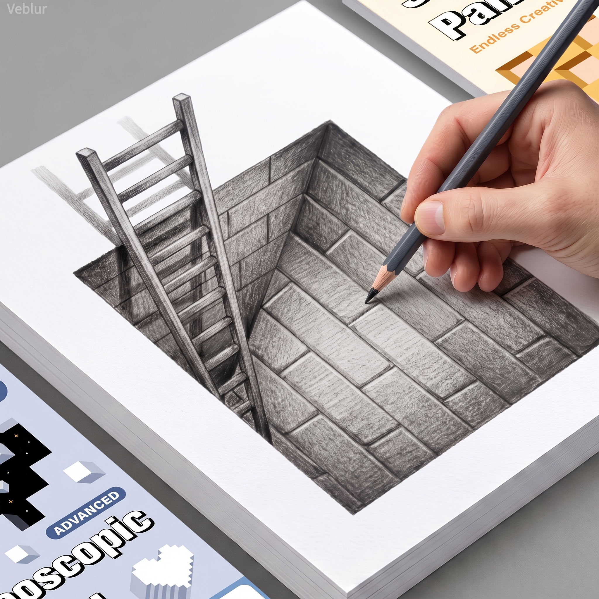 Libro di disegno con illusione ottica 3D con 24 fogli unici…