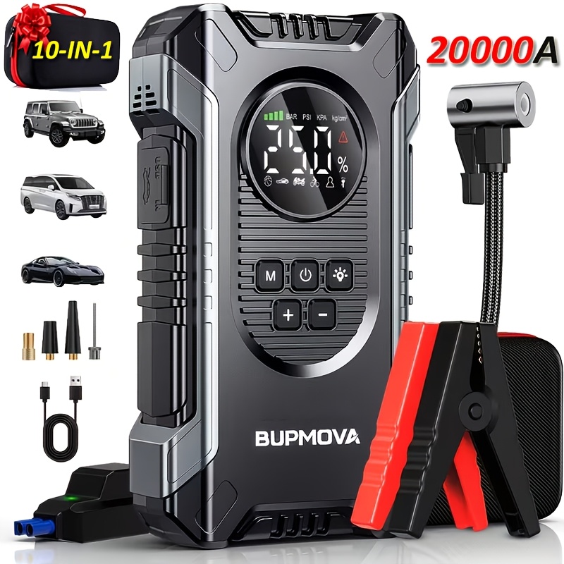 Avviatore di Emergenza per Auto con Power Bank e Compressore…