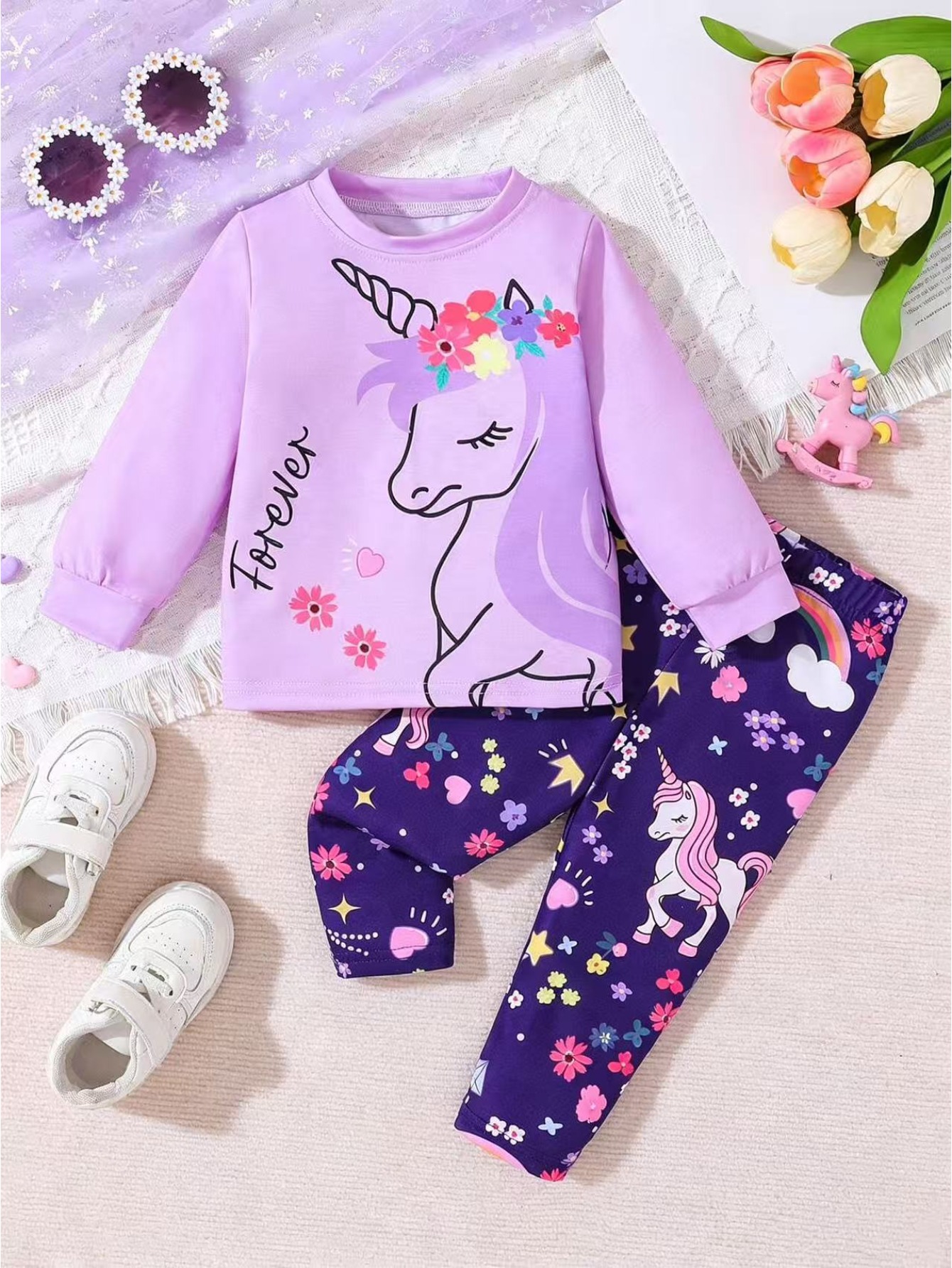 Set 2 pezzi da bambina con pantaloni a maniche lunghe e…