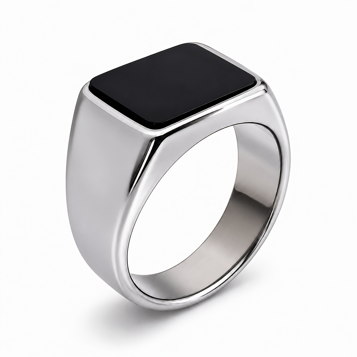 Anello quadrato moderno e minimalista in acciaio inossidabile…