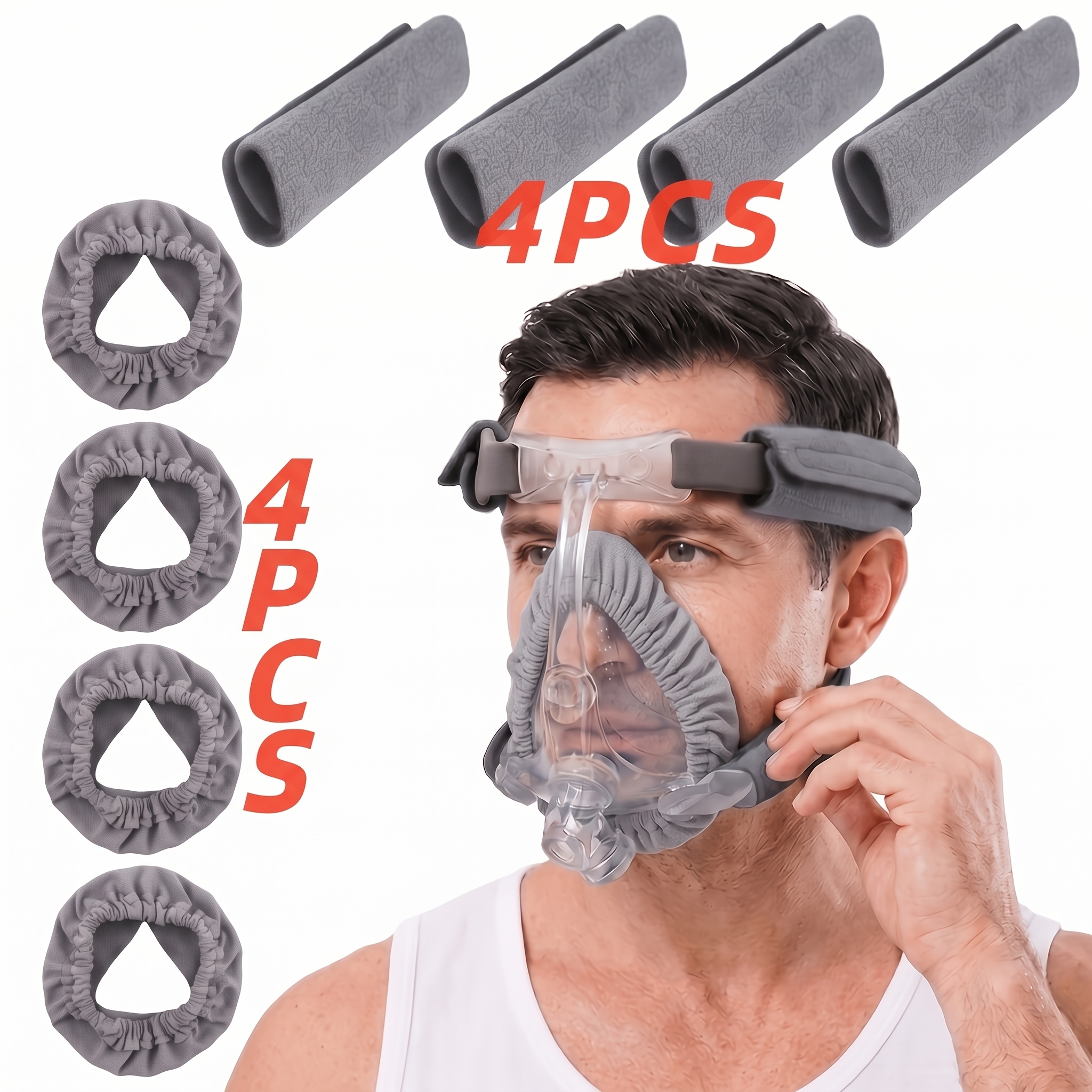 8 pezzi (4 pezzi di rivestimenti per maschera CPAP e 4 pezzi di…