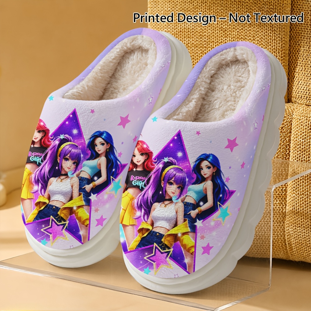 Ciabatte da bambina con stampa a stelle e cartoni animati, stile…