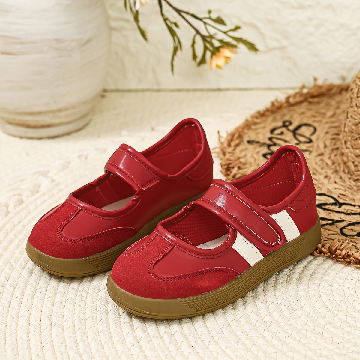 Scarpe basse Mary Jane per bambina a righe con punta tonda…