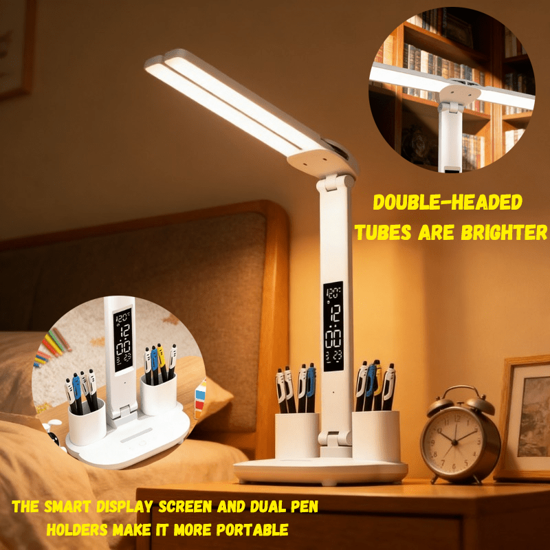 Lampada da scrivania a LED a doppia testa, schermo display…