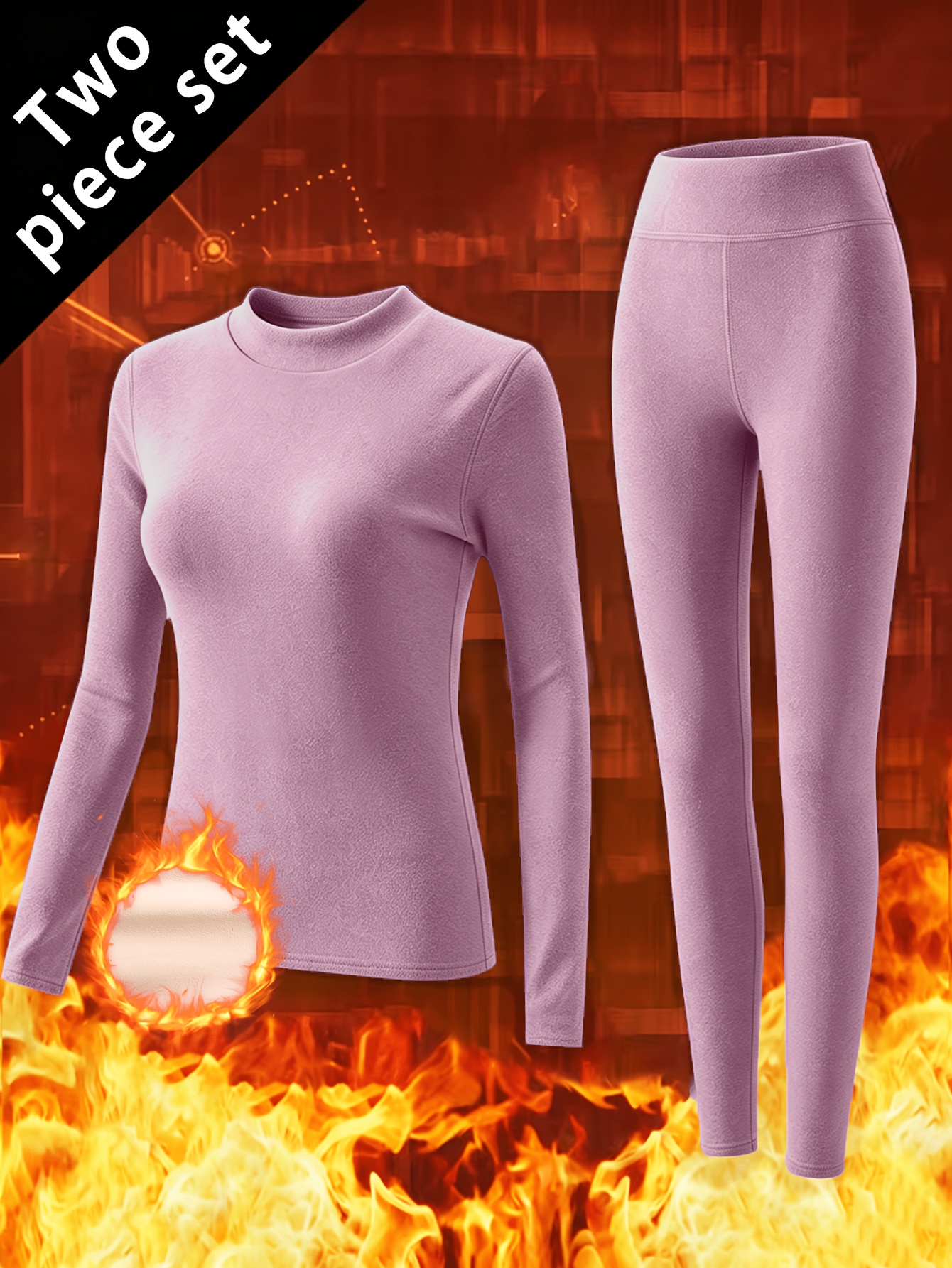 Set di intimo termico da donna con collo alto, foderato e…