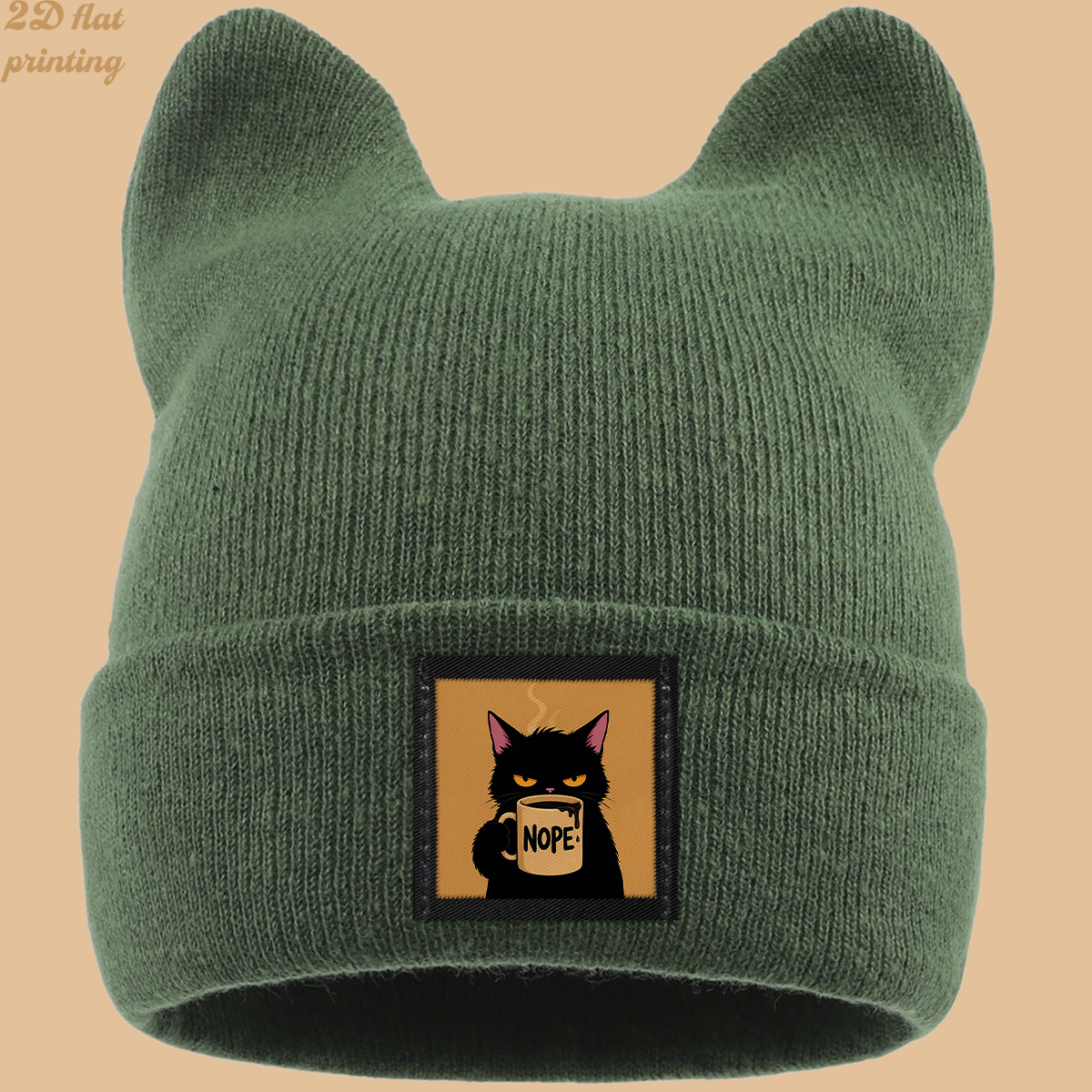 1 pz Cappello Beanie Unisex con Orecchie da Gatto, Stampa Tazza…