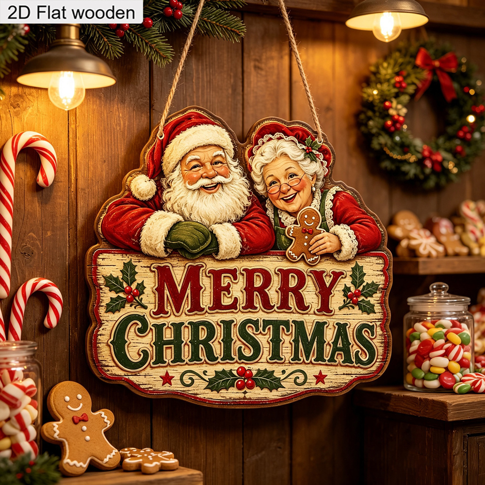 Piatto 2D, 1 pz Ornamento in Legno Vintage Babbo Natale e…