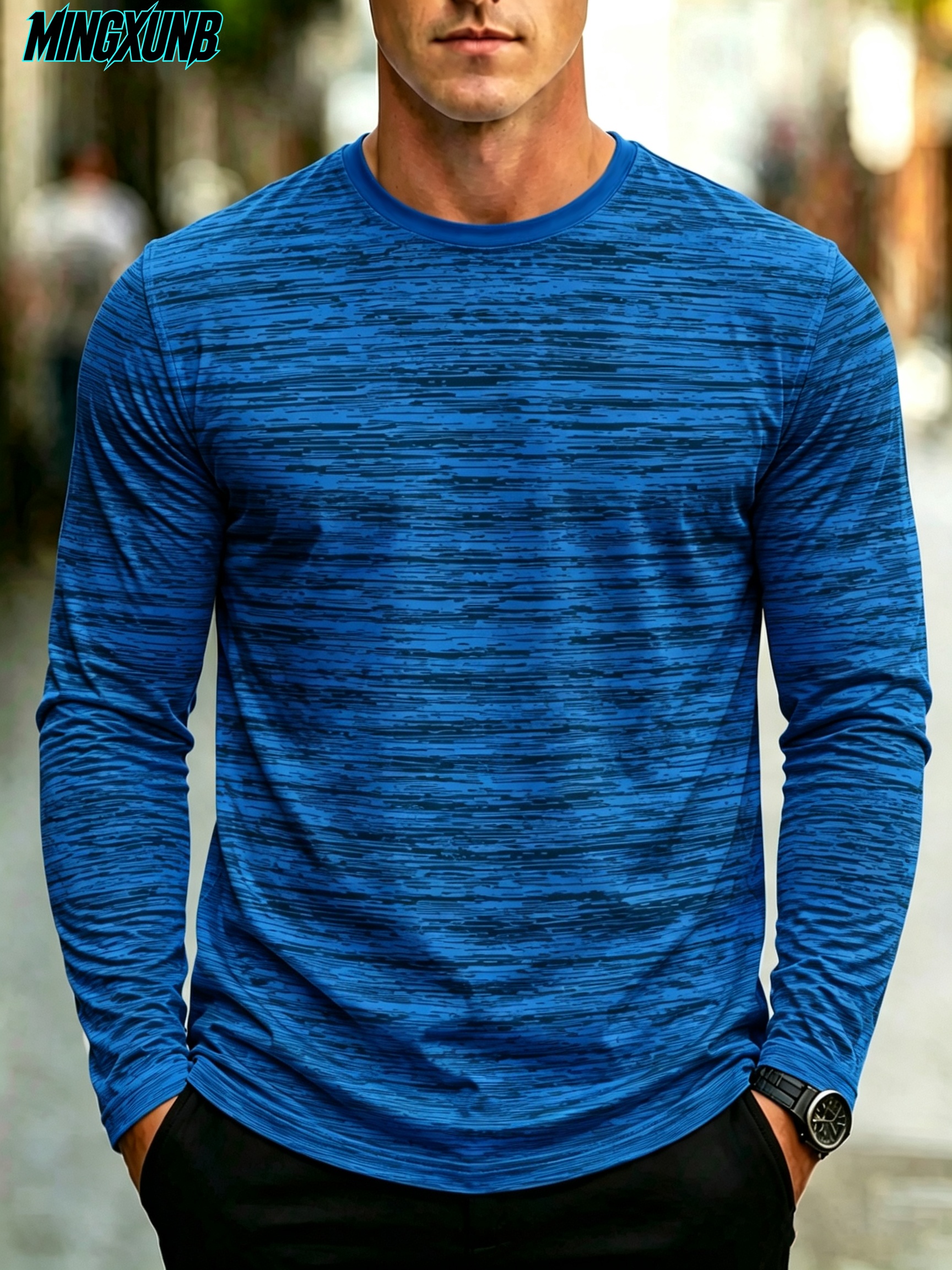 T-shirt da uomo multicolore a righe con scollo rotondo e maniche…