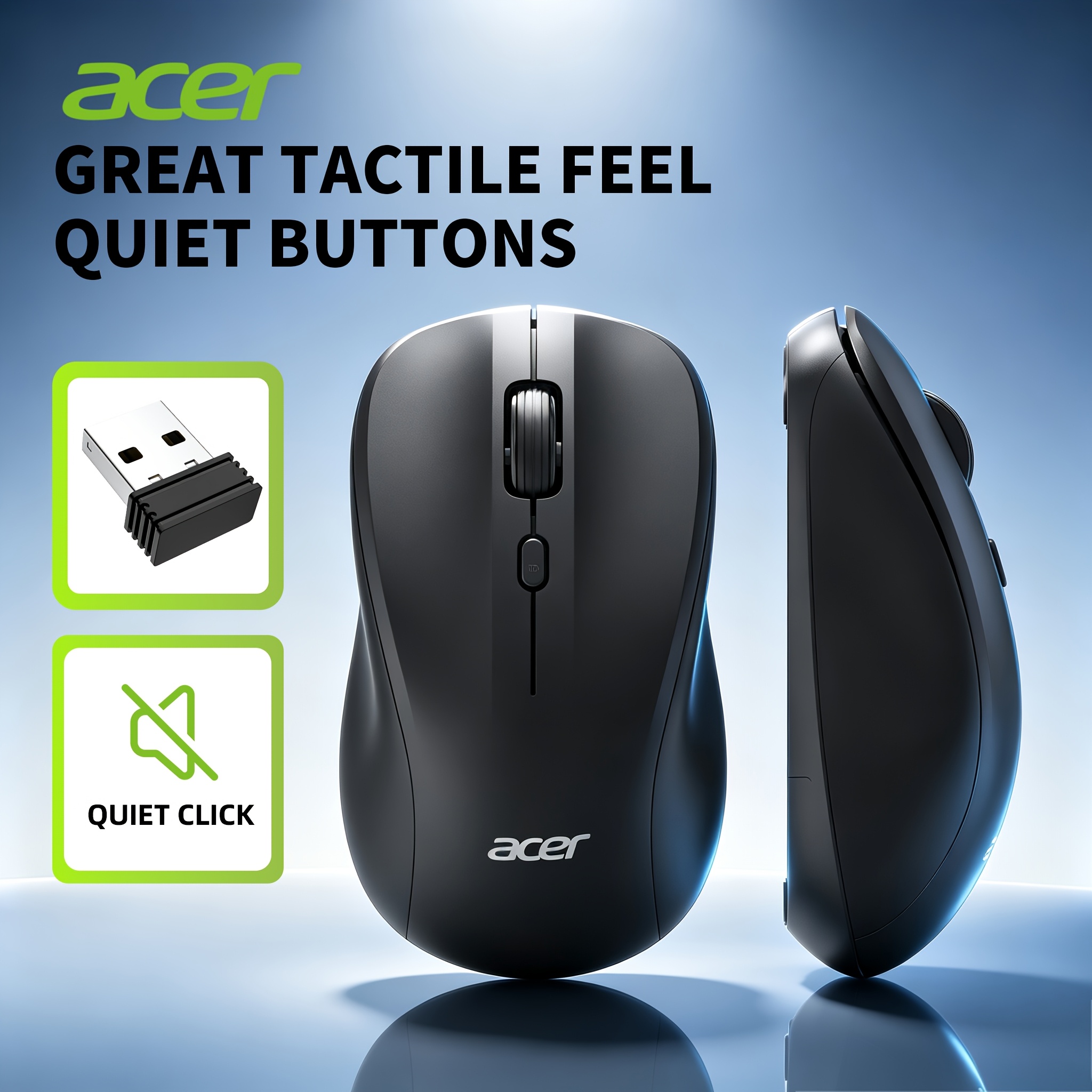 Mouse Wireless Acer 2.4Ghz, Mouse Compatto e Portatile per…