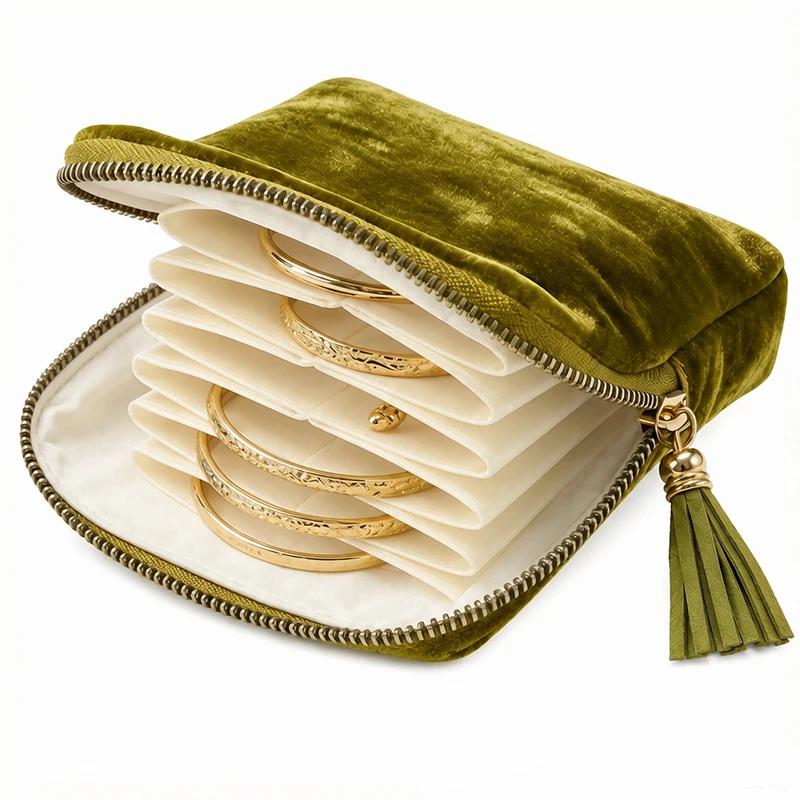 Pochette da viaggio per gioielli in velluto, borsa portaoggetti…