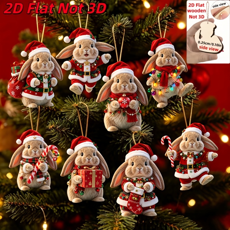 Set di 8 pezzi di simpatici ornamenti da appendere in legno a…