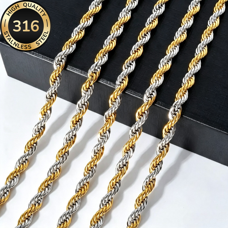 Collana hip-hop di nicchia con design attorcigliato bicolore…