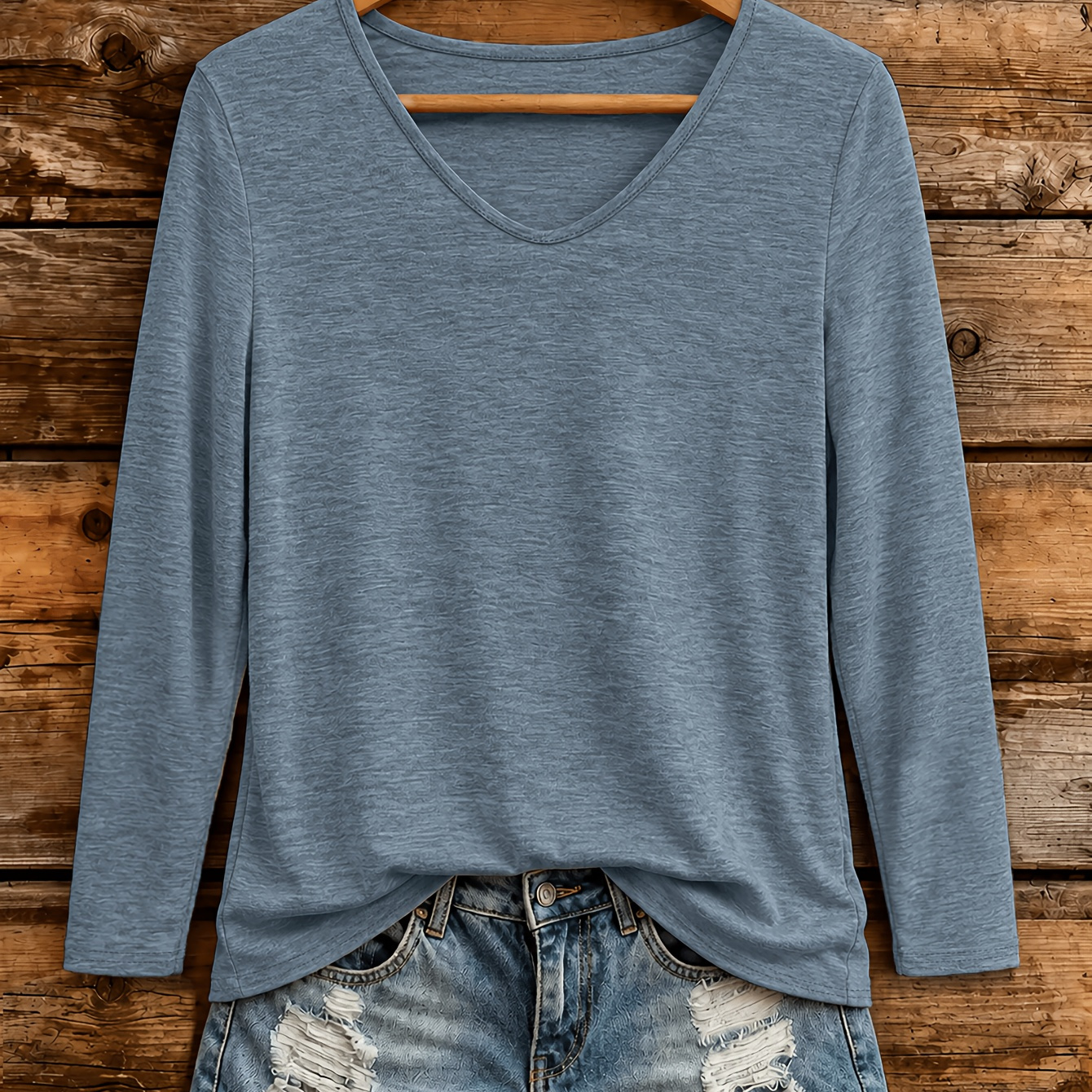 Maglia a maniche lunghe colorata con scollo a V, maglia a strati…