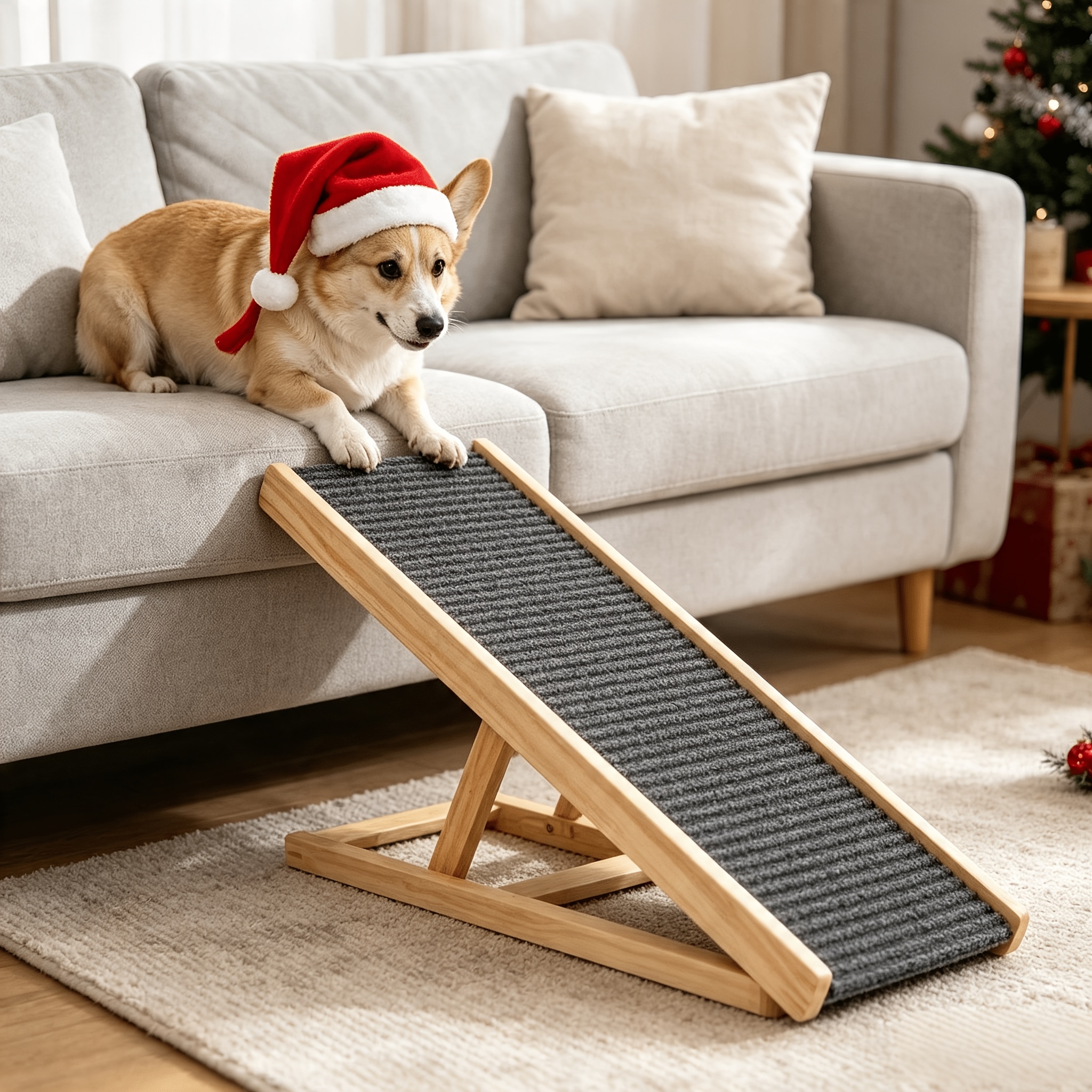 Rampa per animali domestici pieghevole in legno con tappeto…