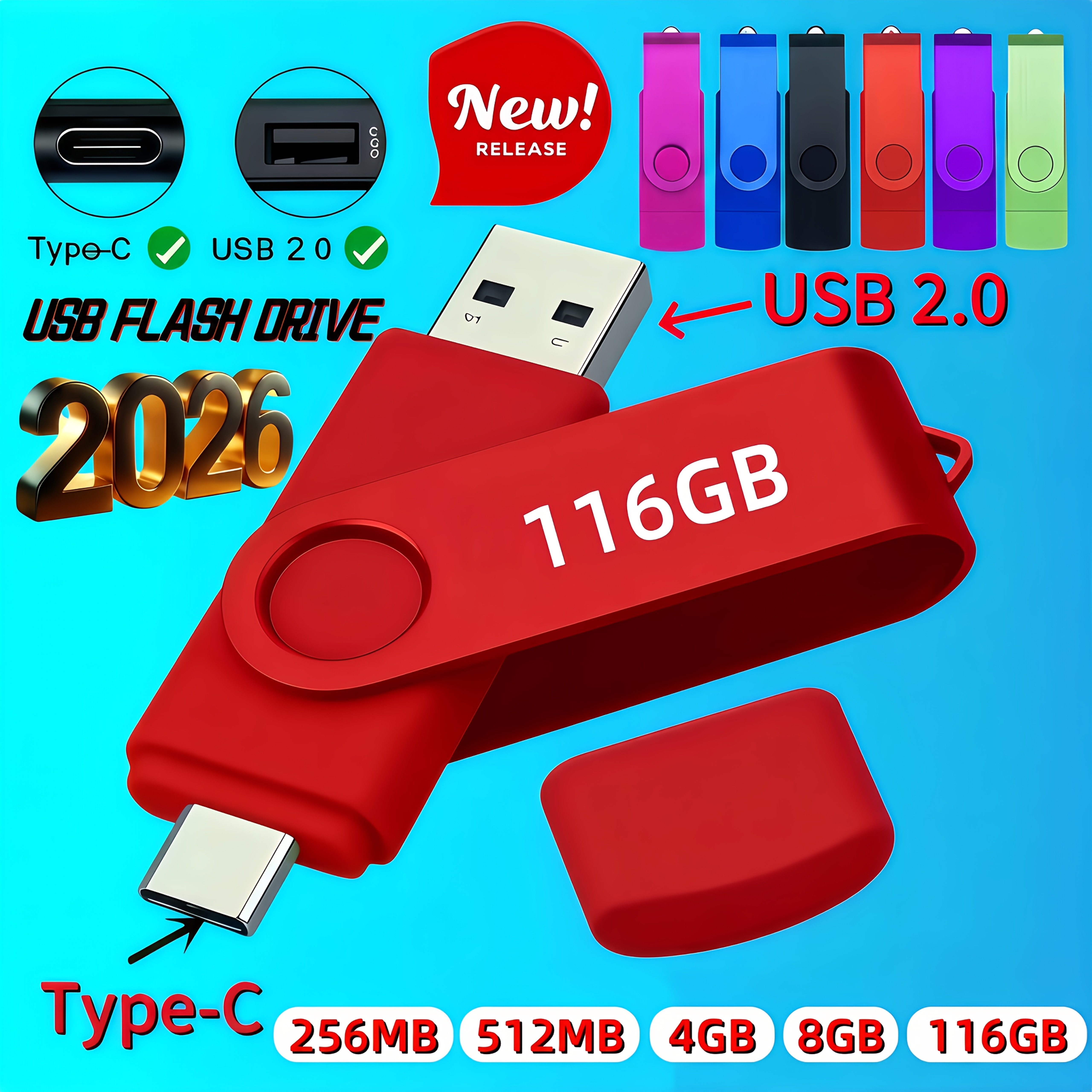 Unità Flash USB 2 in 1 con rotazione a 360 gradi - Capacità…