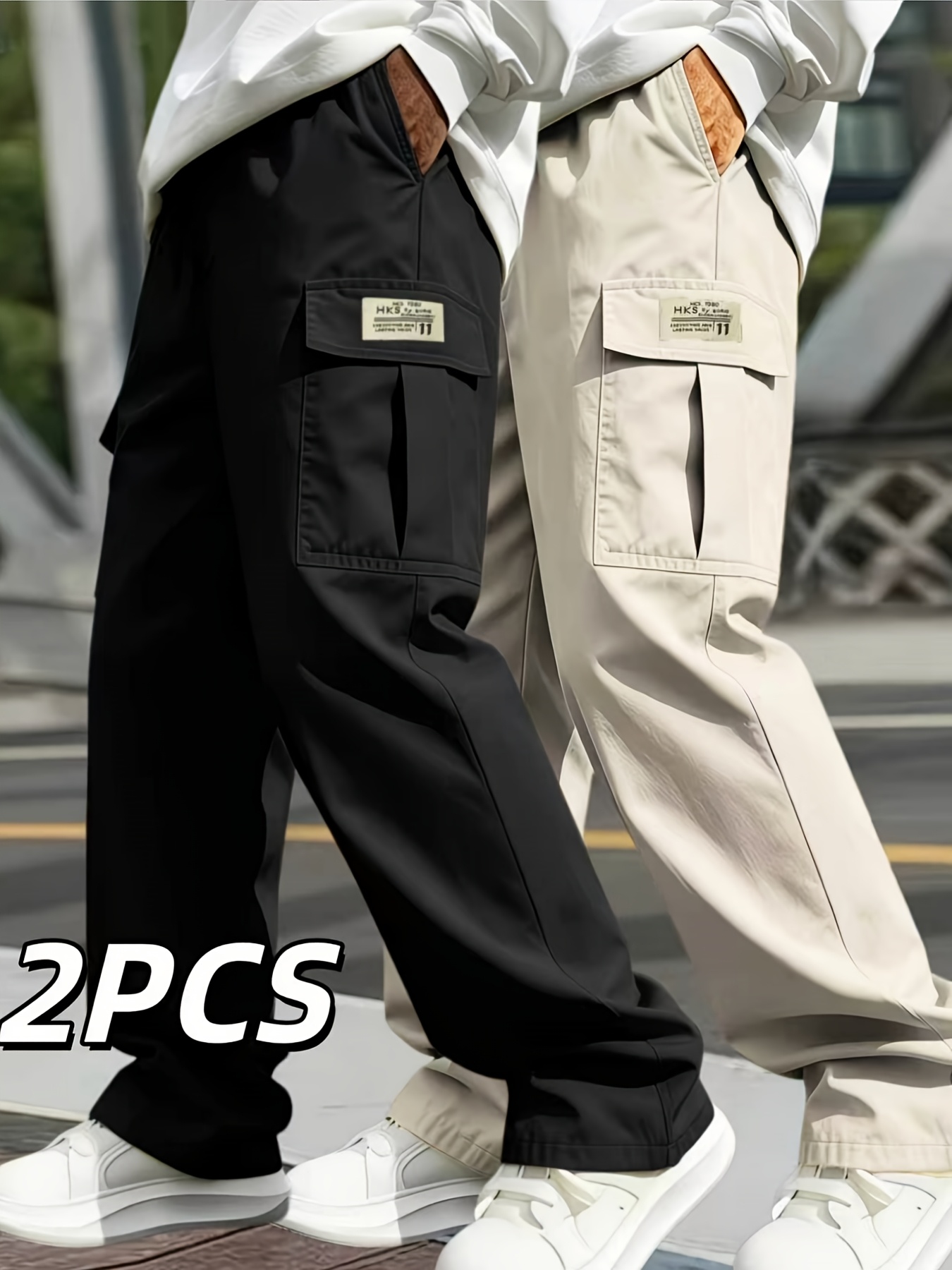 Pantaloni cargo da uomo 2 pezzi multitasche, pantaloni jogger…
