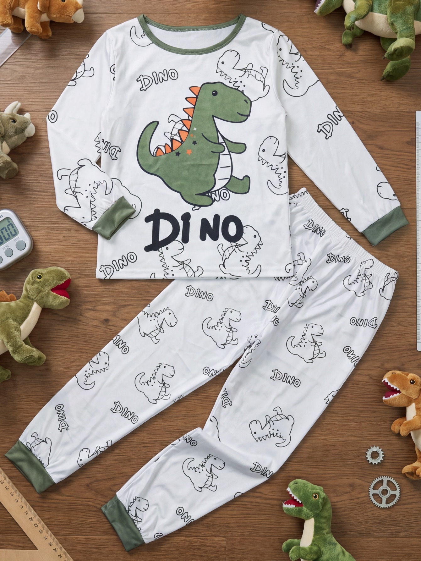 1 Set Pigiama da bambino con polsini, maniche lunghe e pantaloni…