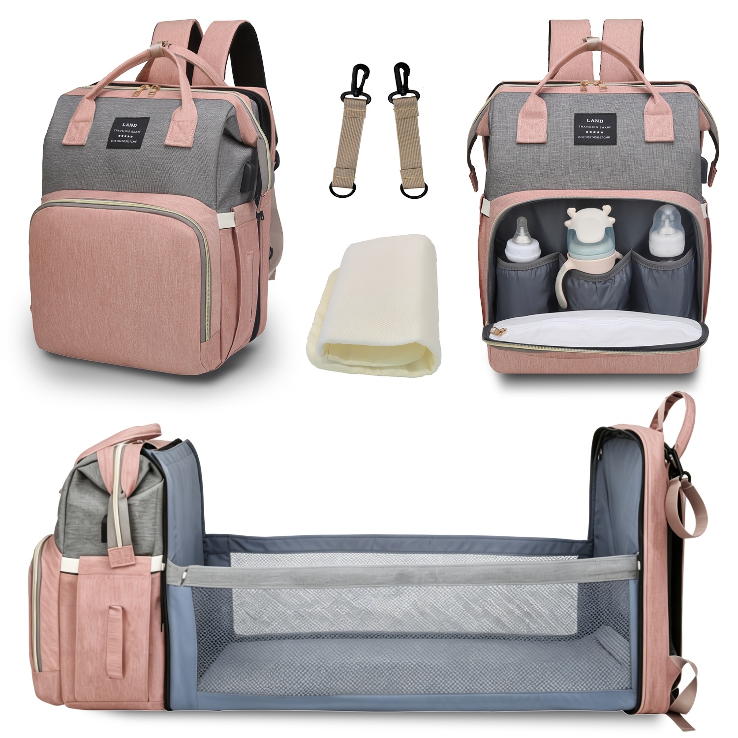 Zaino Borsa per Pannolini con Materassino Portatile e Cinghie…