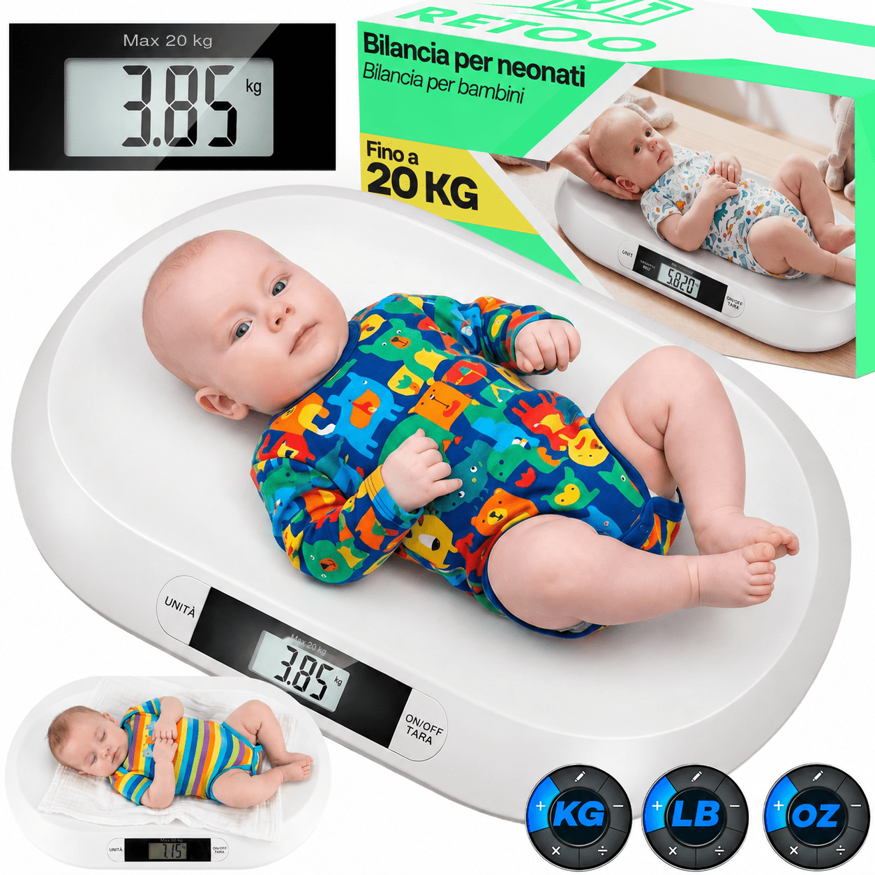 BILANCIA DIGITALE PER NEONATI E BAMBINI FINO A 20 KG PESO BEBÈ…