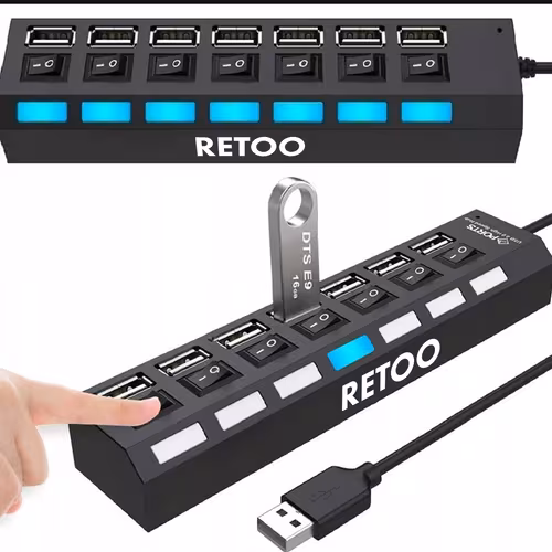 HUB USB 2.0 A 7 PORTE CON INTERRUTTORI INDIVIDUALI E INDICATORI…