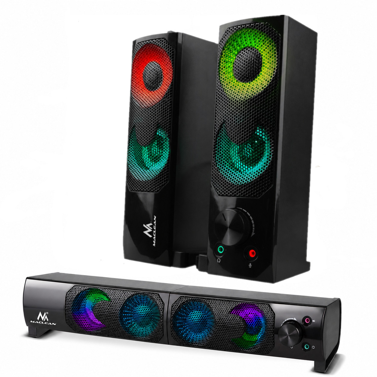 Altoparlanti per Computer Soundbar 2.0 2-in-1 Maclean 3Wx2 LED…