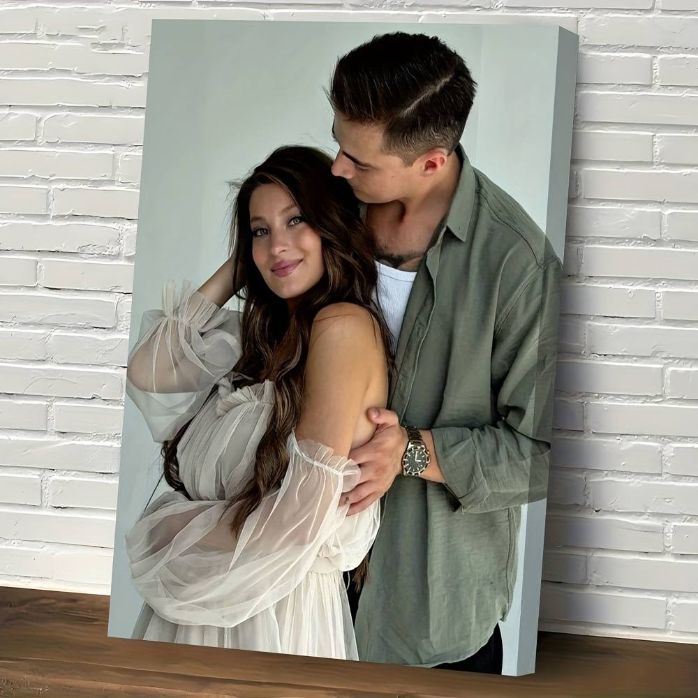 Stampa su tela con foto personalizzata 1 con cornice in pino…