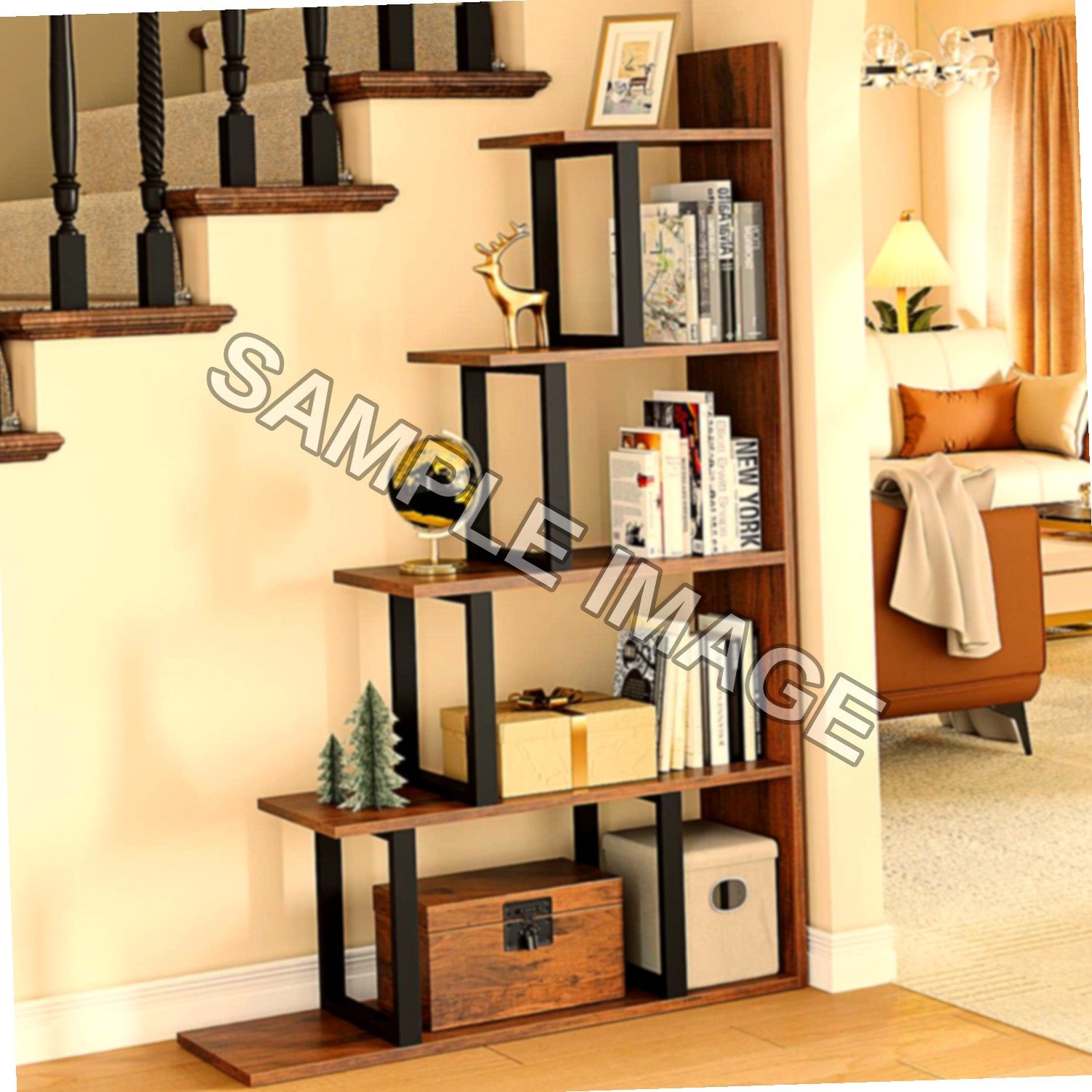 YITAHOME Libreria Angolare a L 5 Livelli Vintage