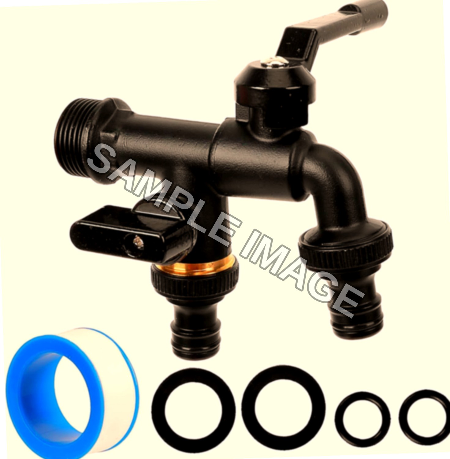 Rubinetto Giardino Doppio in Ottone 3/4" con Raccordi