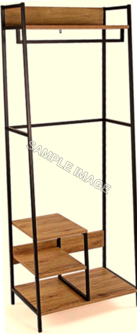 VERSA Biarritz Regal Kleiderständer, Maße (H x B x T) 170 x 30 x 45, MDF-Holz und Metall, Farbe Braun und Schwarz.