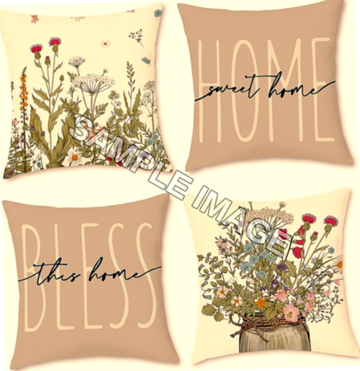 Copricuscini 40x40 Set 4 Fiori Floreali