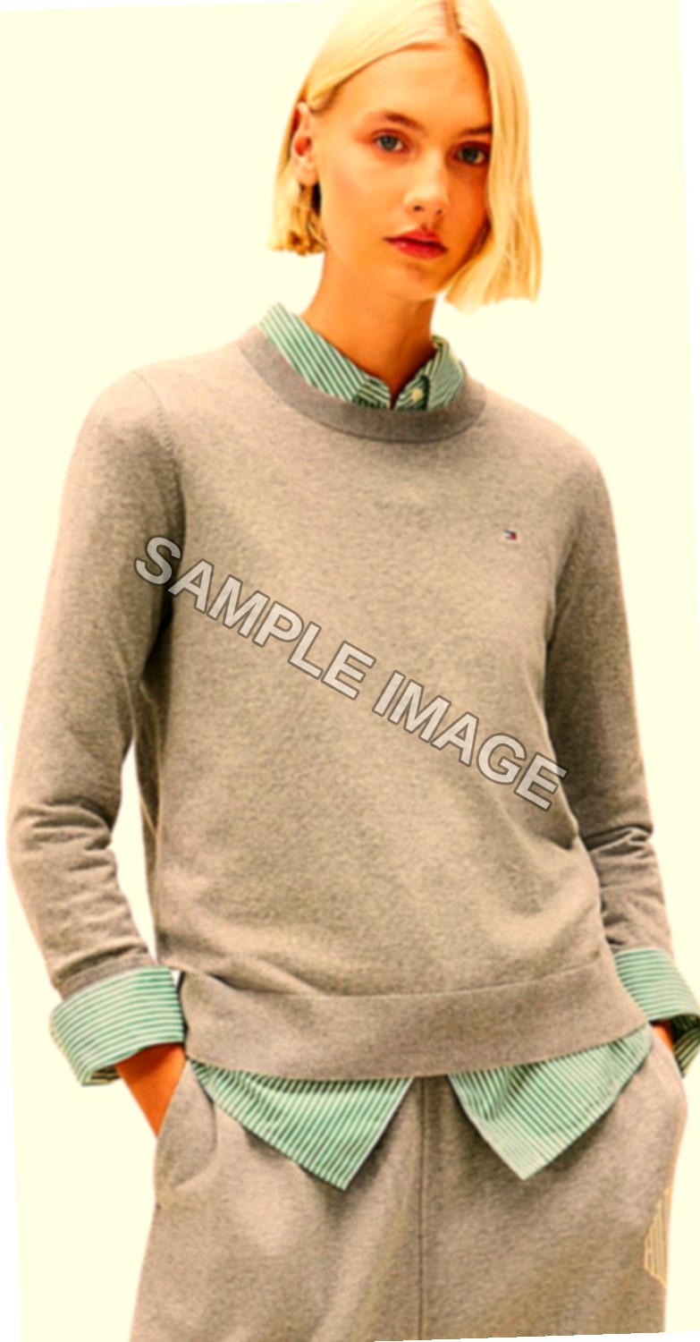 Tommy Hilfiger Donna Pullover Jersey Fine con Scollo Rotondo