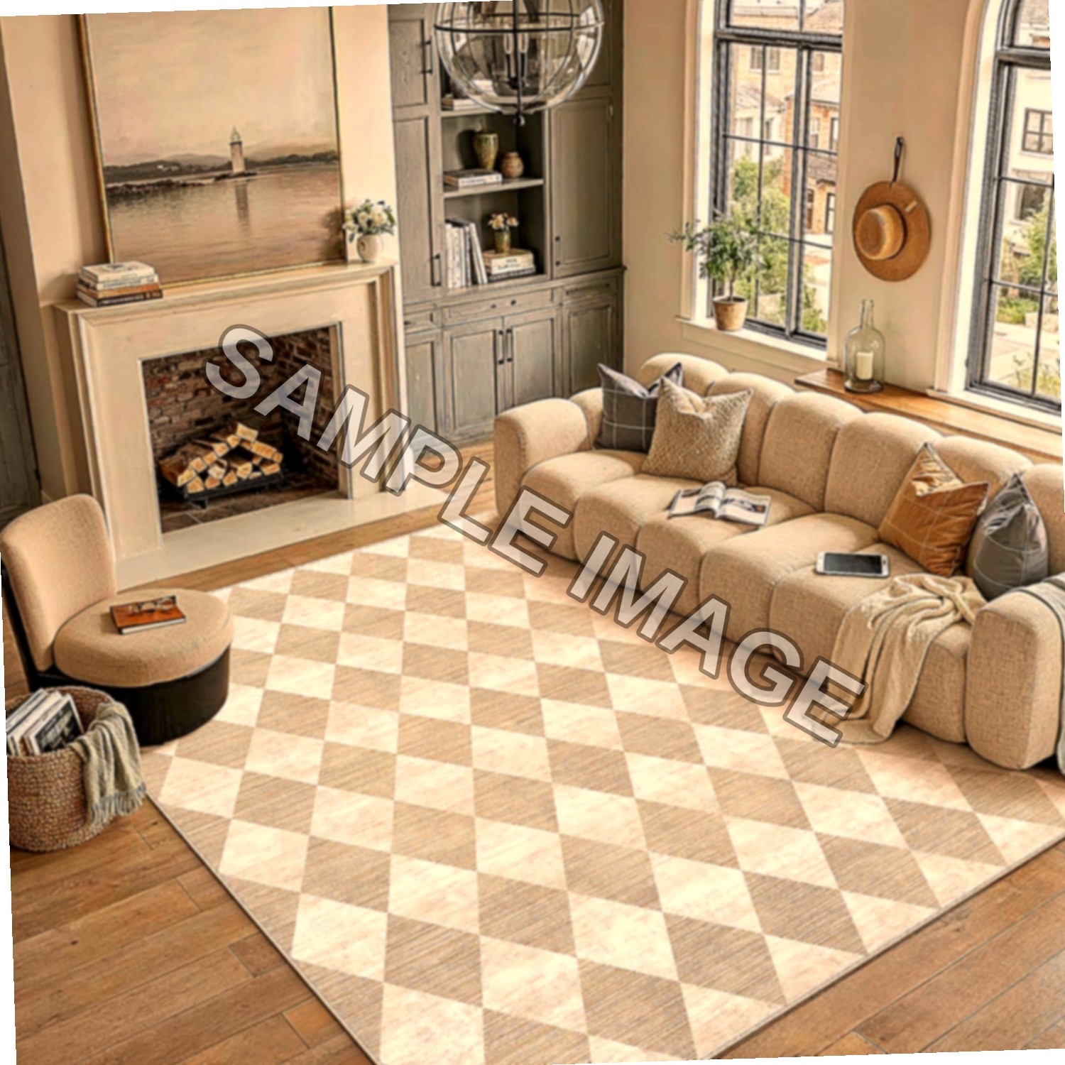 PureCozy Tappeto Salotto 200x300cm Beige Antiscivolo
