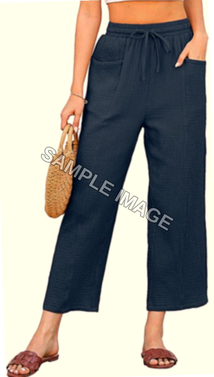 Pantaloni Donna Capri Lino Cotone con Coulisse