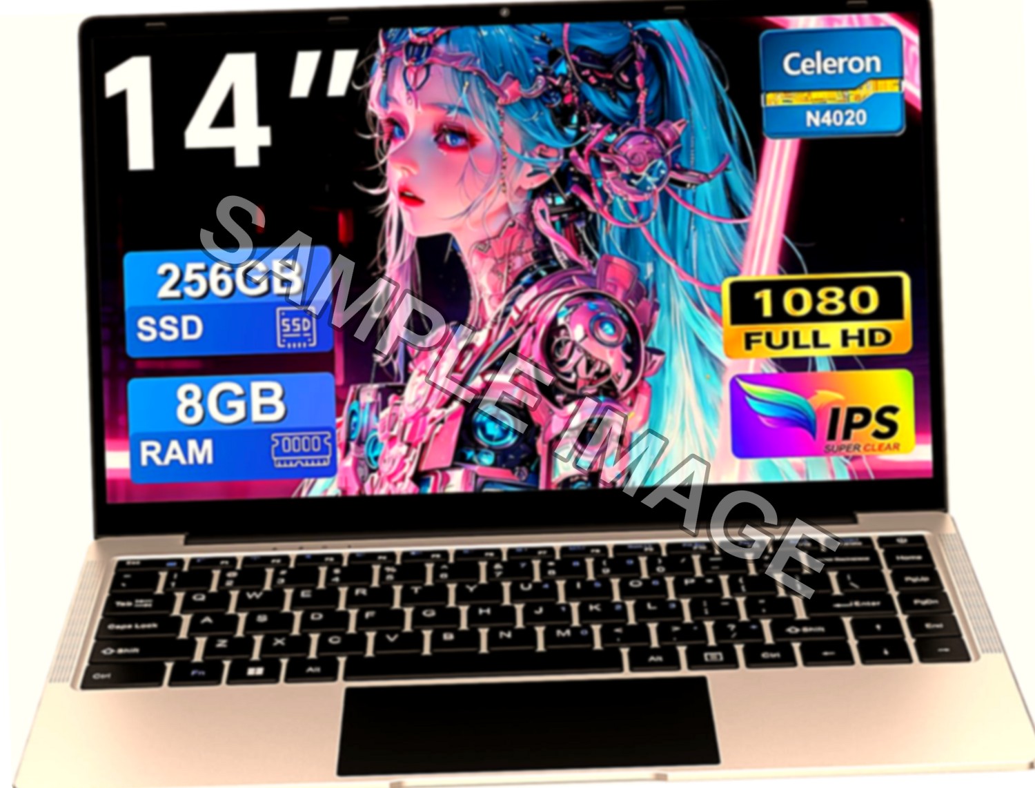 bvate PC Portatile 14 Pollici Notebook, 8GB RAM 256GB SSD, Processore Celeron Fino a 2.8GHz, Win 11 con Mouse Wireless e Adesivi Tastiera Italiana - Argento