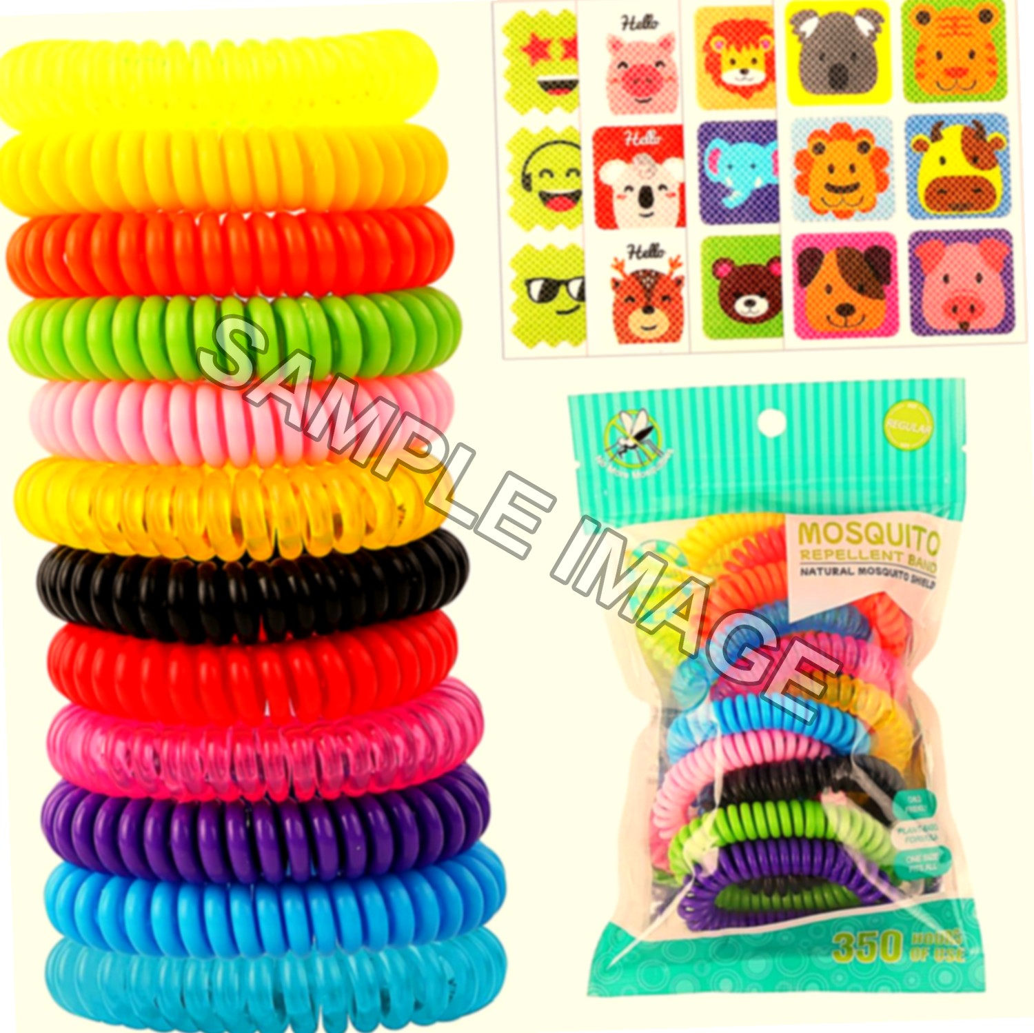 12 Braccialetti Antizanzare Naturali Regolabili con 24 Cerotti