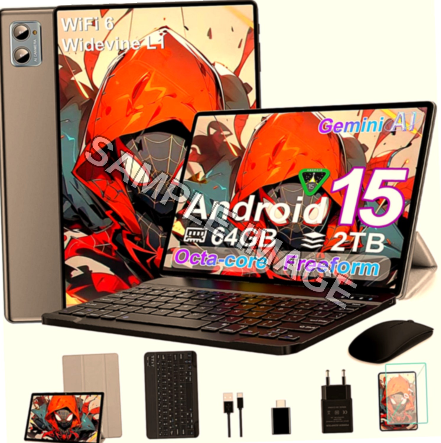 Tablet 10" Android 15 Octa Core con Kit Tastiera e Mouse